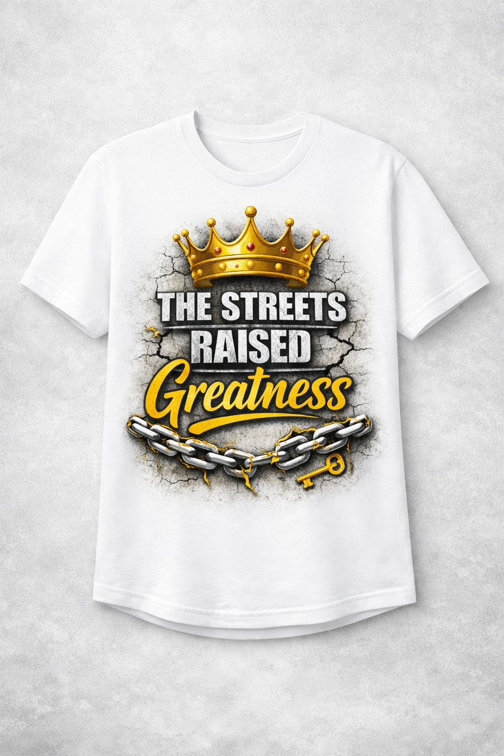 The Streets Raised Greatness Tee- White (Crown + Concrete Edition)