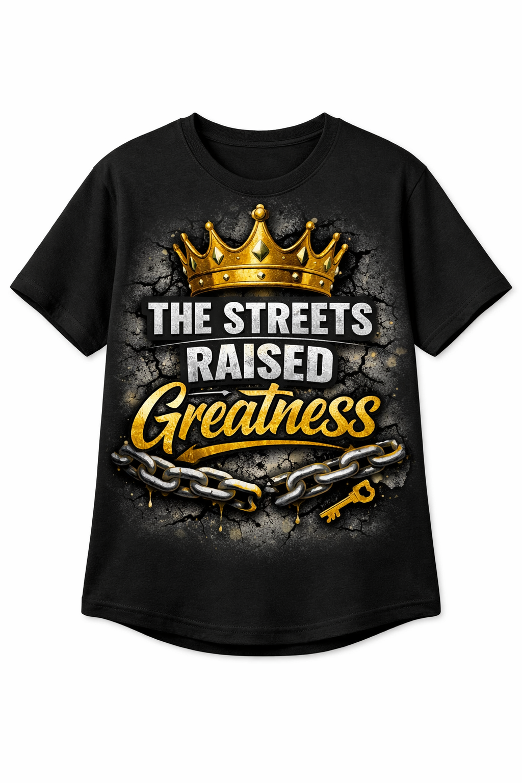 The Streets Raised Greatness Tee – Black (Crown + Concrete Edition)