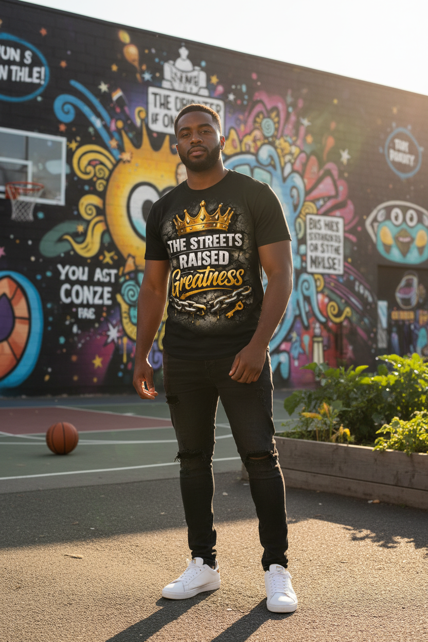 The Streets Raised Greatness Tee- White (Crown + Concrete Edition)