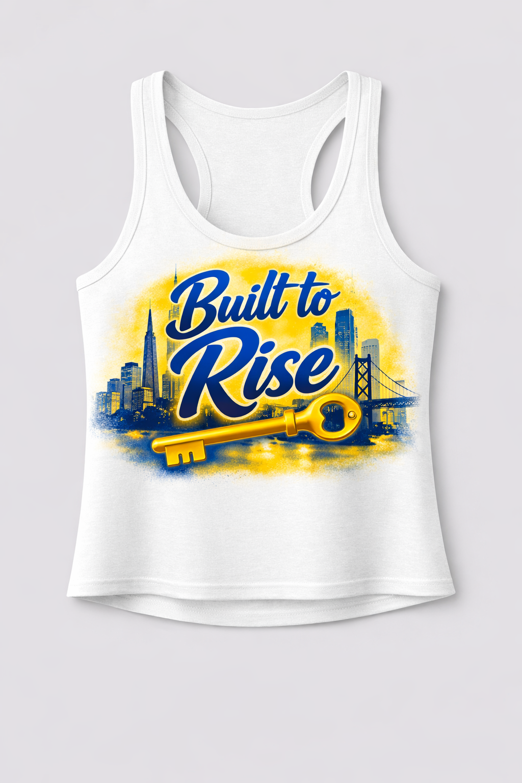 Built to Rise Graphic Racerback Tank - White
